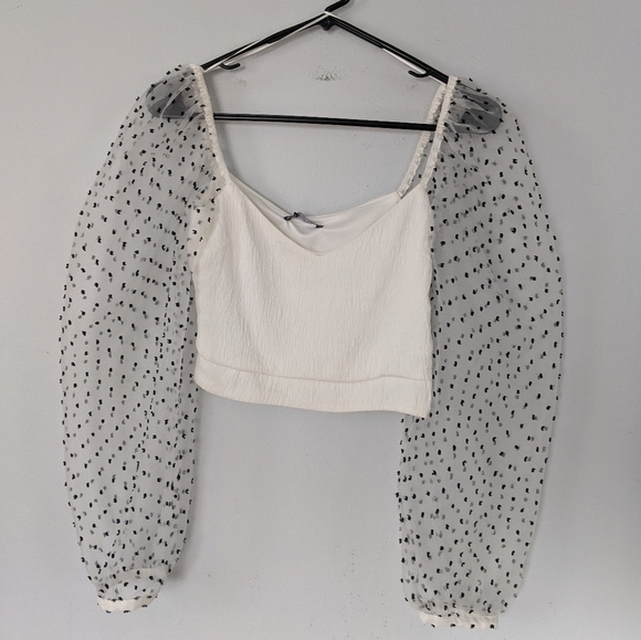 Zara bubble sleeve crop top size xs fall pumpkin patch 2025 - Picture 1 of 5